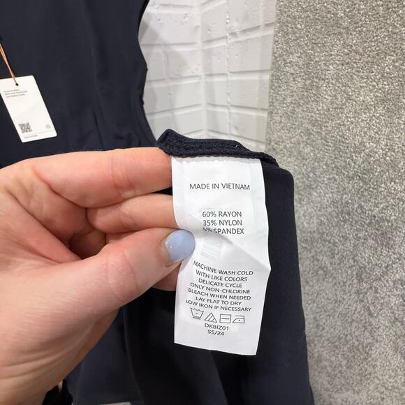 Quince NWT Ultra Stretch Ponte Cap Sleeve Dress Navy Blue Sheath Sml Classic - Picture 10 of 14